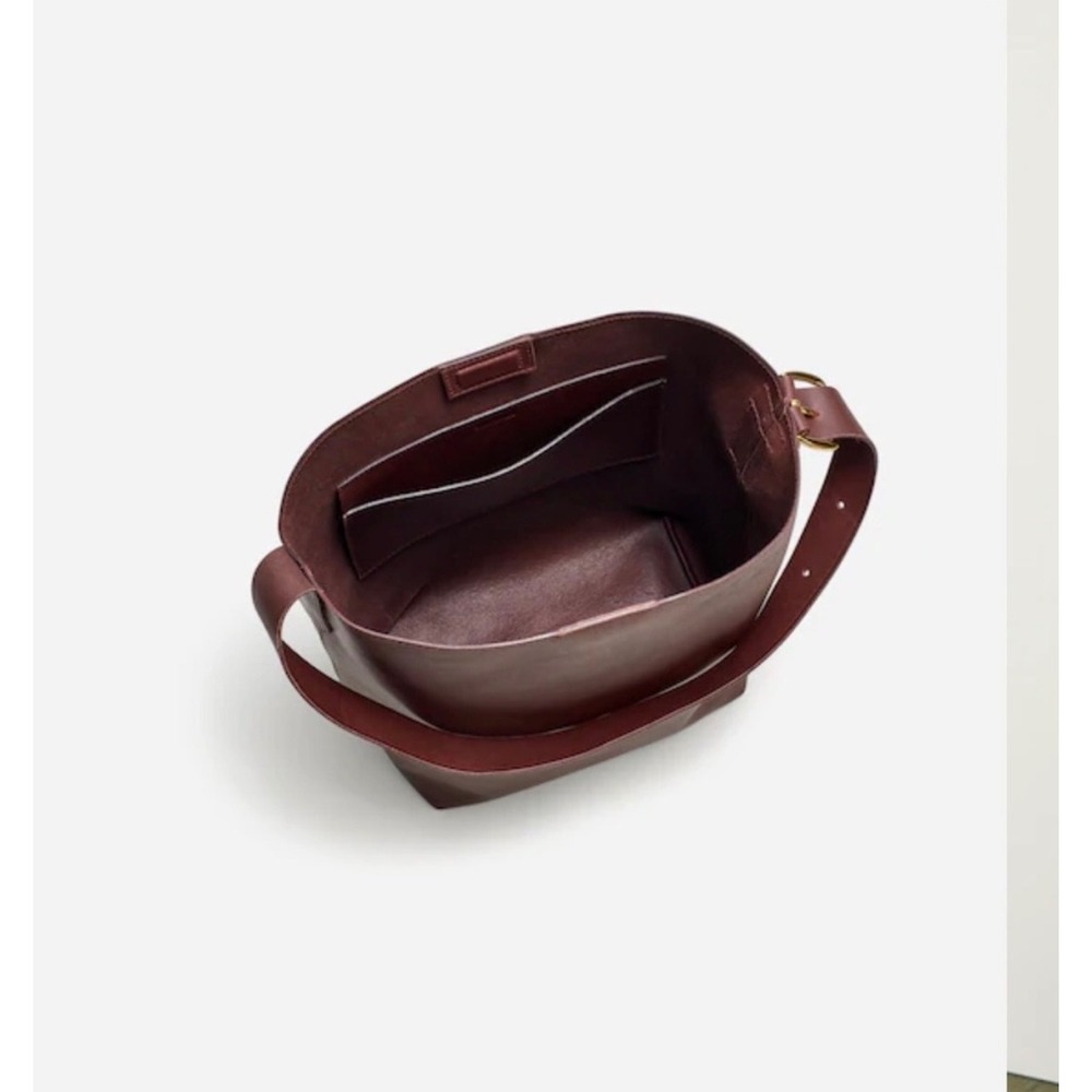 Madewell The Essential Bucket Tote Chocolate Brown Leather Bag Career Boho - Picture 4 of 12